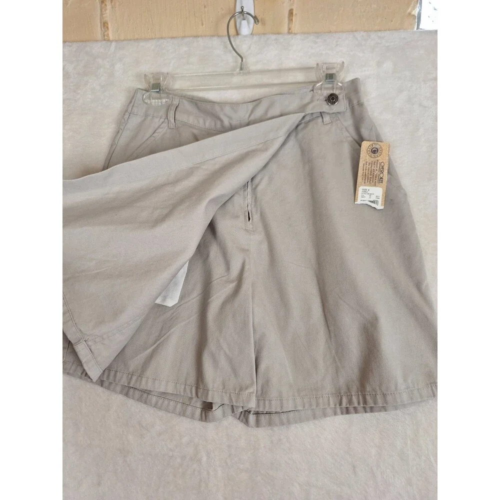 Y2K Denim Canvas Skort Cherokee Womans 6 Khaki Wrap Front Retro Cargo Hiking NWT